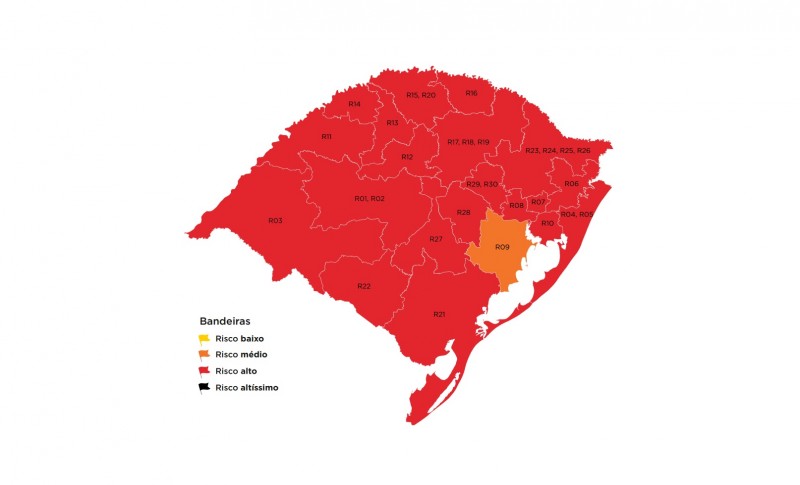 Bandeira vermelha predomina no mapa do Distanciamento Controlado