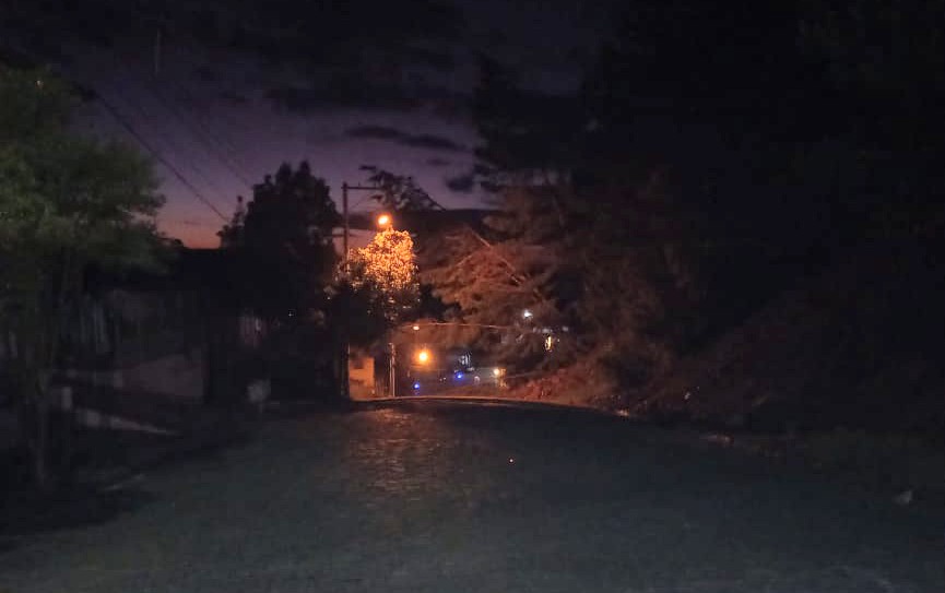 Queda de barranco e árvores interrompe trânsito e causa queda de energia no bairro Industrial