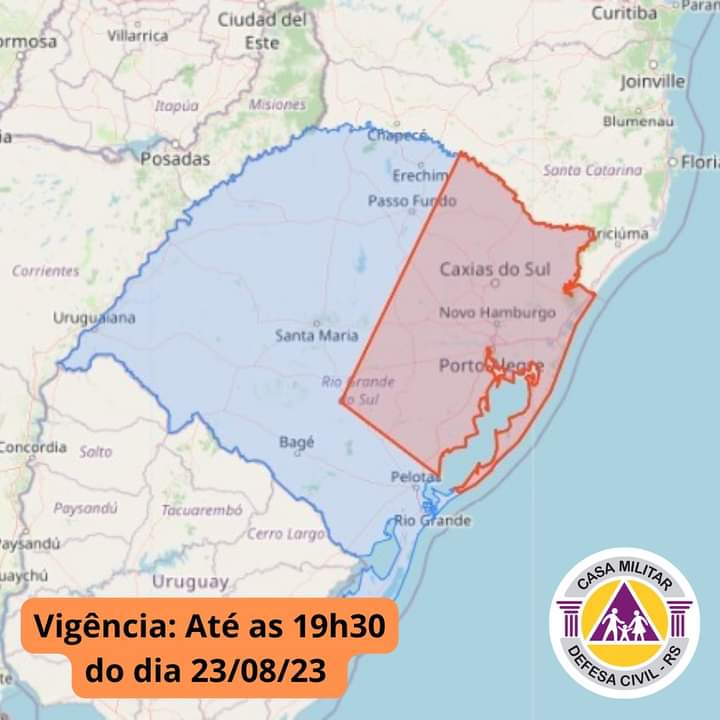 Defesa Civil emite alerta de temporais na Serra Gaúcha nesta quarta-feira