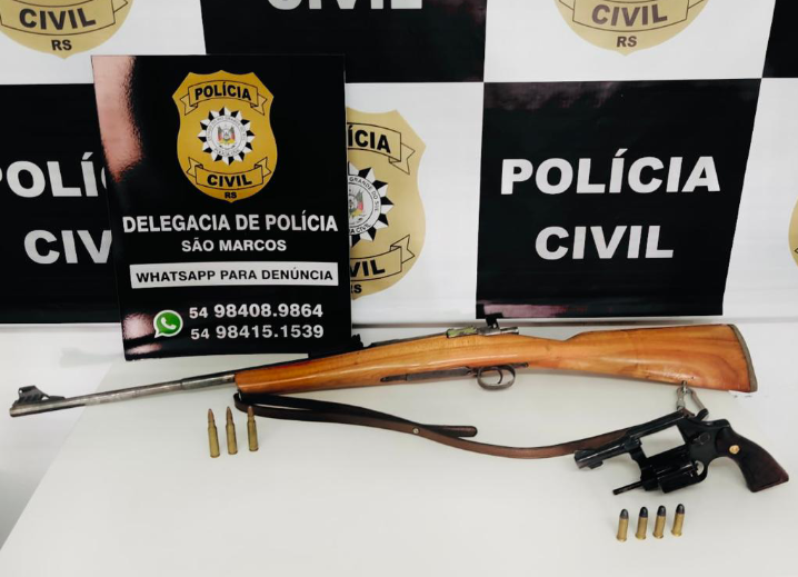Investigação da Polícia Civil resulta na prisão de homem por posse de arma de fogo de alto calibre