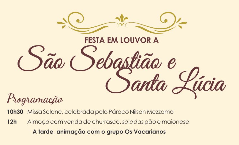 Festa em louvor a São Sebastião e Santa Lúcia acontece neste domingo (16) em Campestre