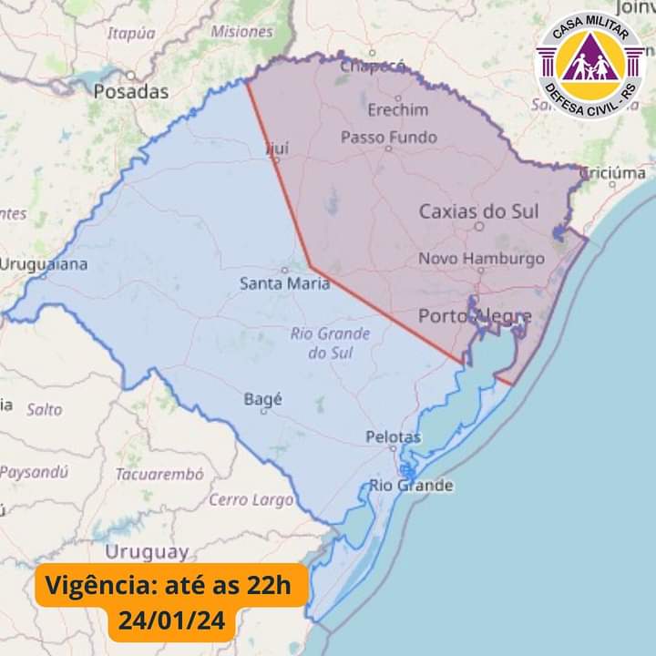 Defesa Civil emite alerta de temporais para esta quarta-feira