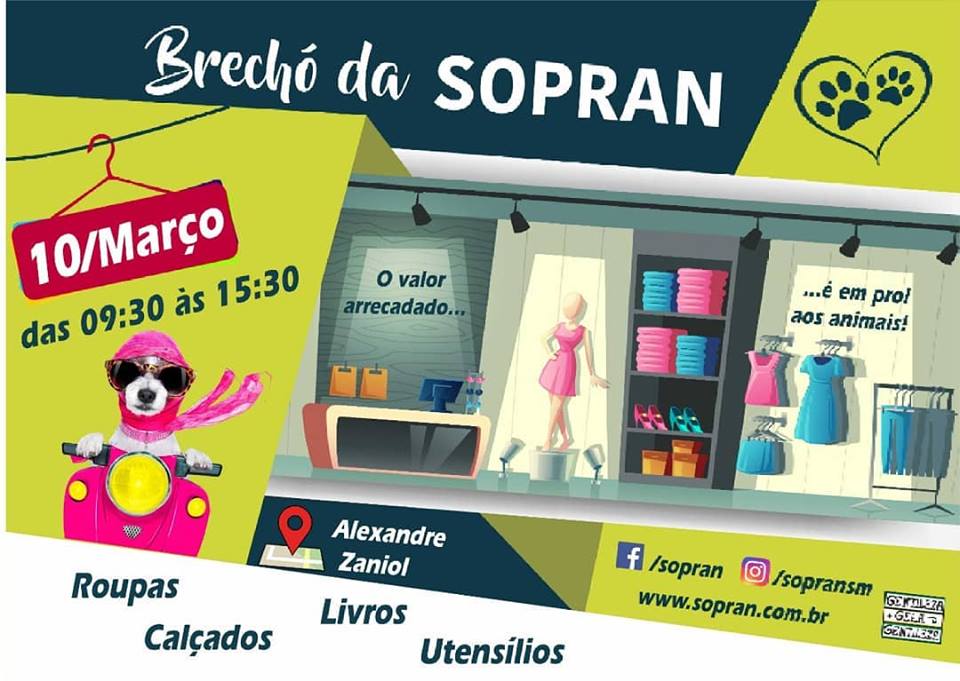 Sopran promove brechó beneficente no dia 10 de março