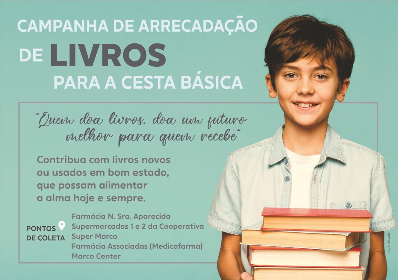 Campanha arrecada livros para compor cestas básicas durante a pandemia