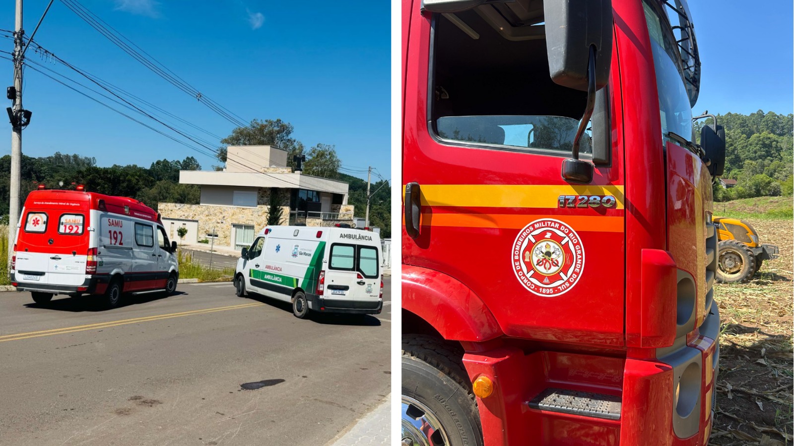 Amputação e queda de altura: acidentes simultâneos mobilizaram equipes de resgate esta manhã