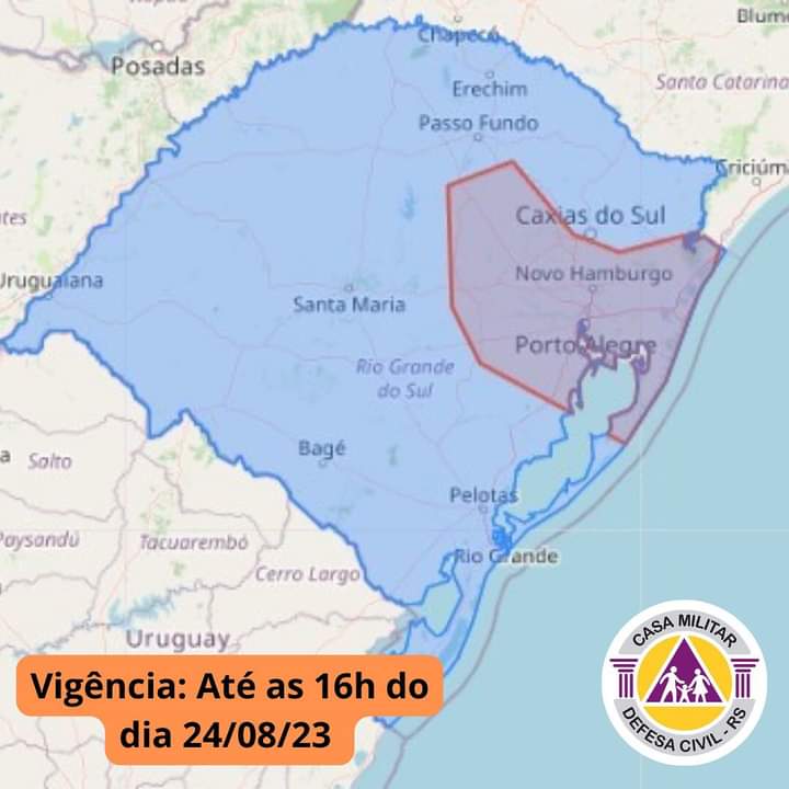 Defesa Civil emite alerta de temporais
