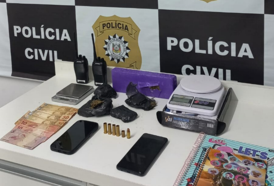 Polícia Civil e Brigada Militar prenderam traficante esta manhã em São Marcos