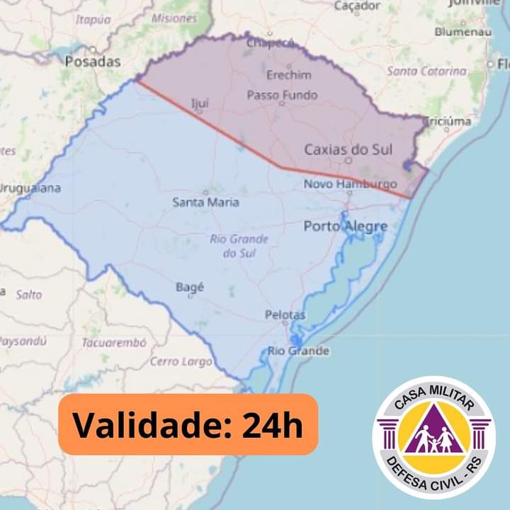 Defesa Civil emitiu alerta para chuva com risco de cheias e deslizamentos