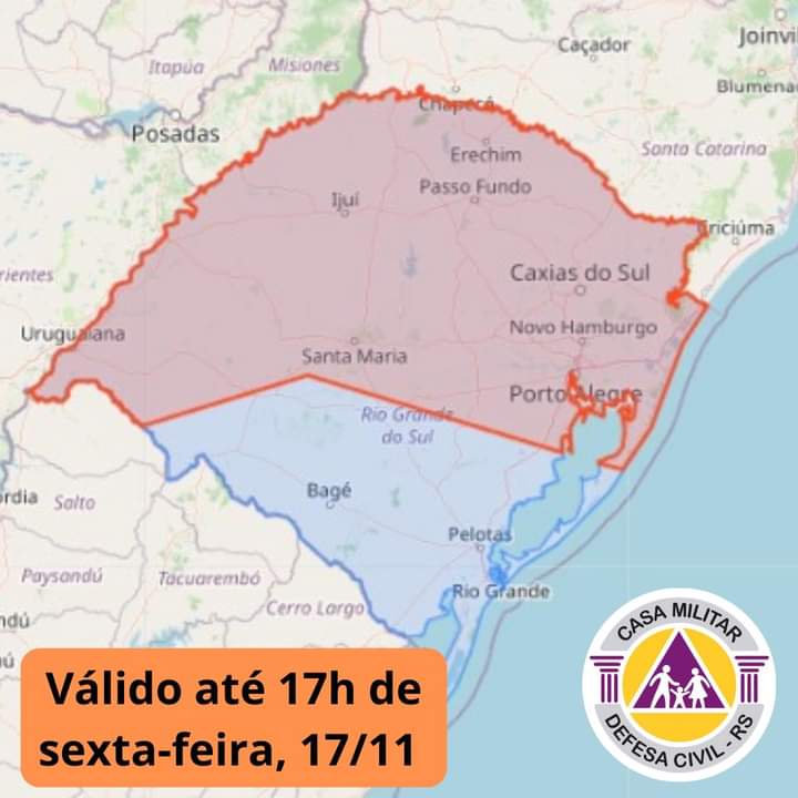 Alerta meteorológico: chuvas intensas e ventos fortes para a região