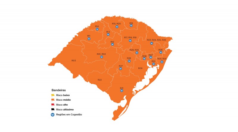 Pela primeira vez Estado tem todas as regiões em bandeira laranja no Distanciamento Controlado
