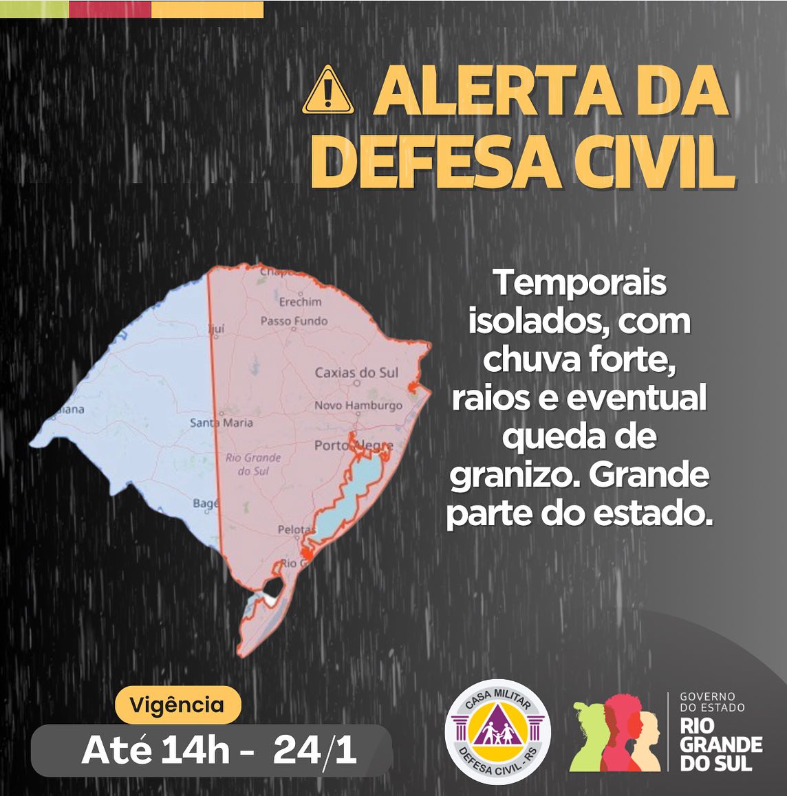 Defesa Civil emite alerta para temporais e orienta população sobre medidas de segurança