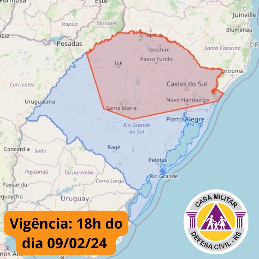 Defesa Civil emite alerta de chuvas fortes e ventos intensos para esta sexta-feira