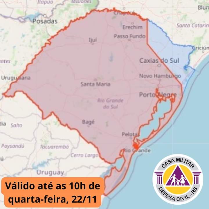 Alerta da Defesa Civil: riscos de chuvas intensas e ventos fortes na região