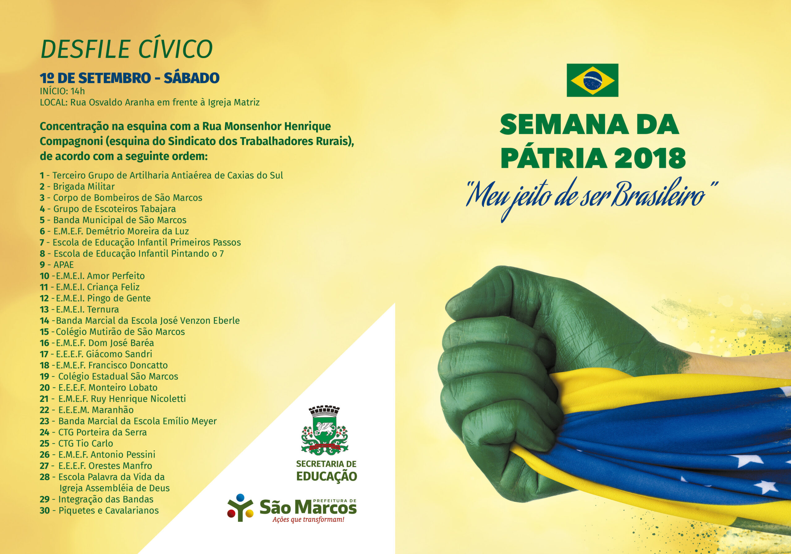 Desfile Cívico marca início da Semana da Pátria em São Marcos