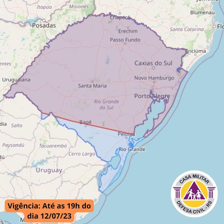 Defesa Civil emite alerta de chuvas excessivas para esta quarta-feira