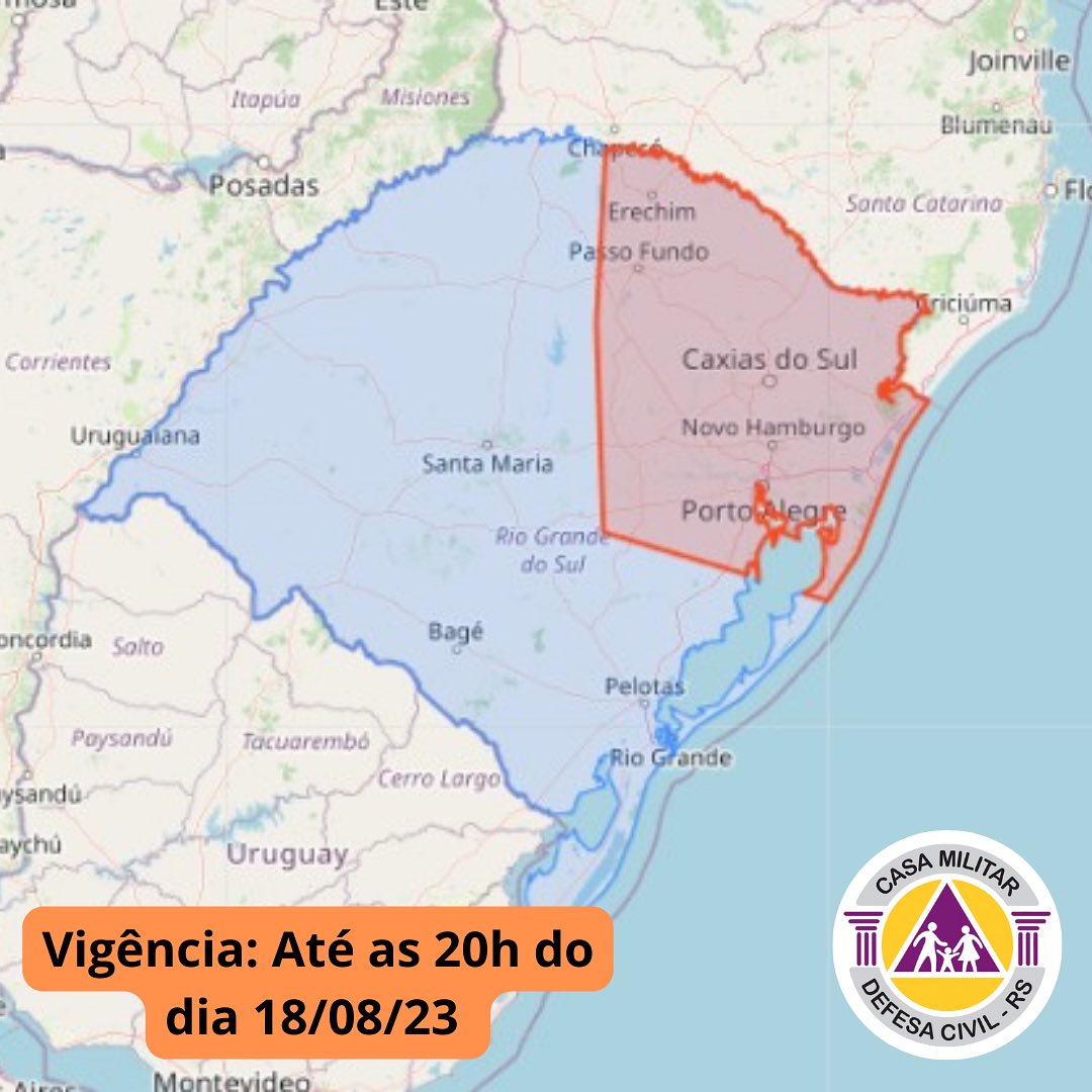 Defesa Civil emite alerta para temporais nesta sexta-feira