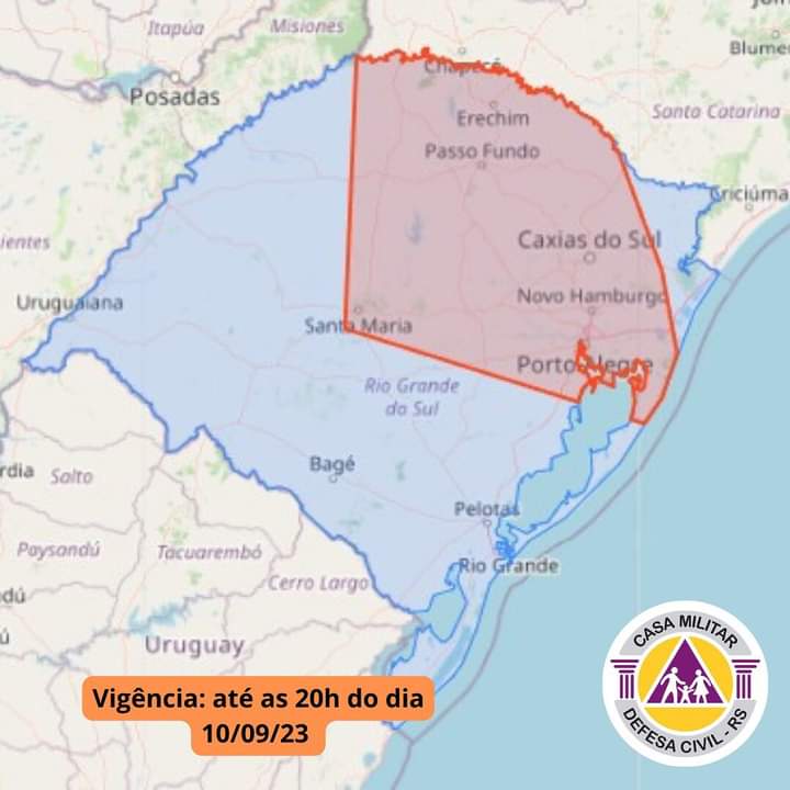 Defesa Civil emite alerta de temporais para este domingo