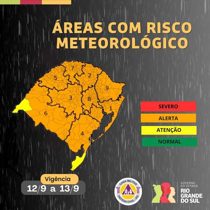 Frente Fria traz chuvas intensas e temporais ao Rio Grande do Sul