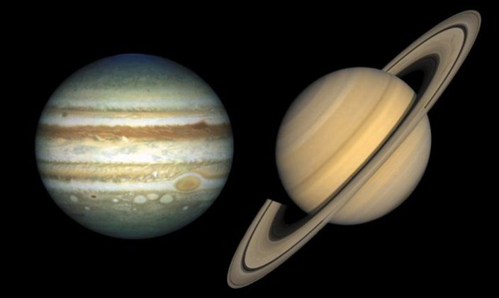 Júpiter e Saturno em conjunção esta noite
