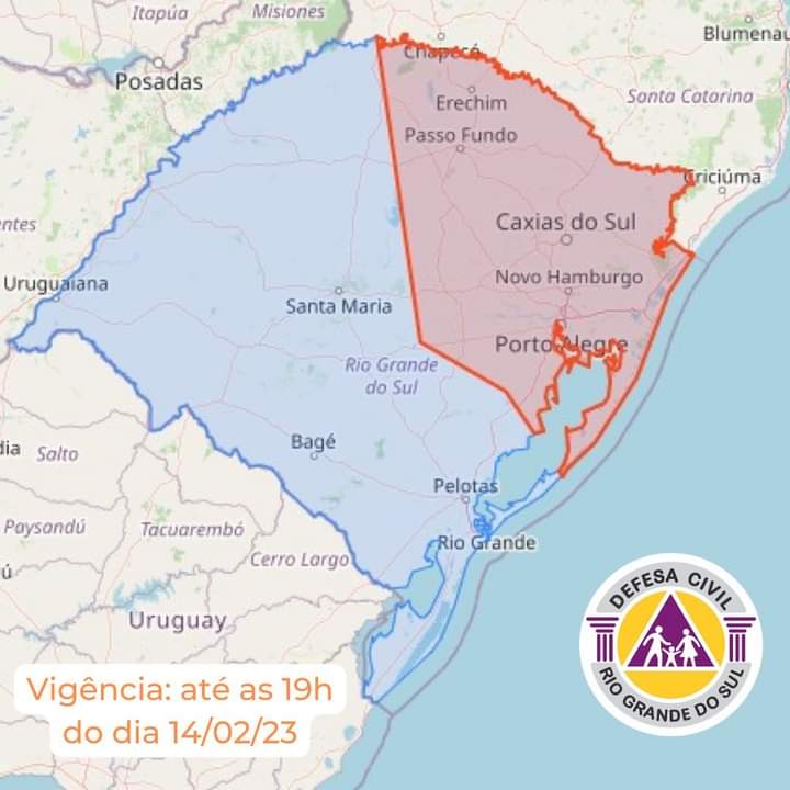 Defesa Civil emite alerta de temporais para esta terça-feira (14)