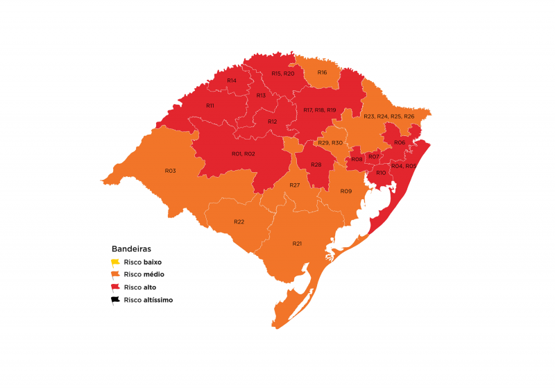 Aumenta número de regiões em bandeira vermelha no mapa preliminar da 40ª rodada