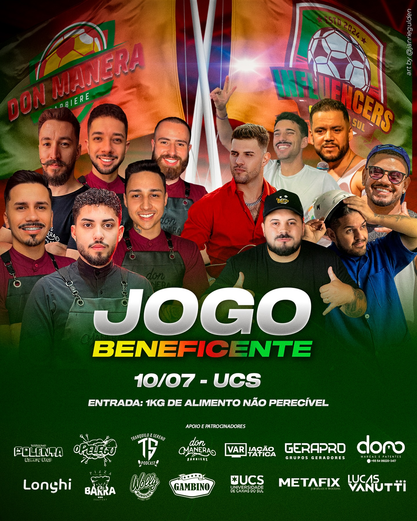 Jogo beneficente em Caxias do Sul: influencers e barbeiros da Dom Manera em ação