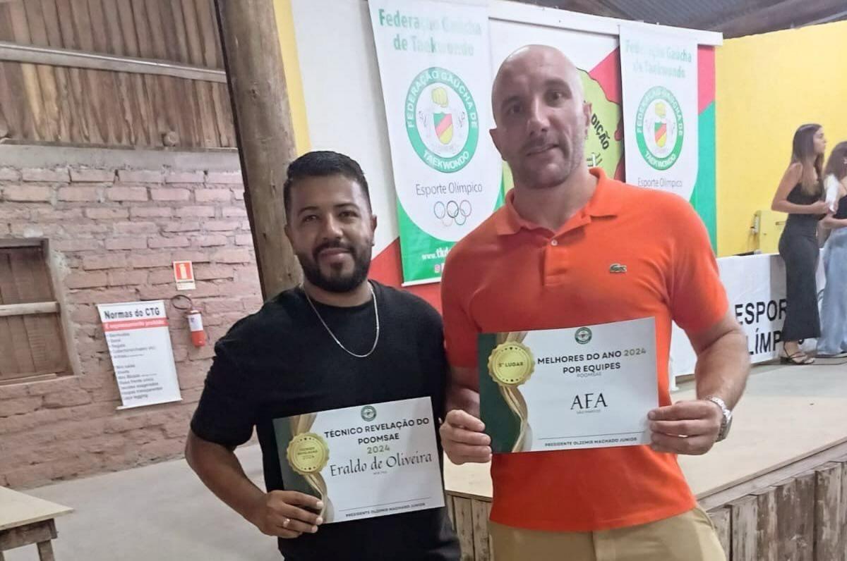 AFA Taekwondo recebe premiação da Federação Gaúcha e treinador Eraldo de Oliveira é reconhecido como revelação 2024