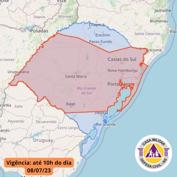 Defesa Civil emite alerta para chuvas intensas e volumosas