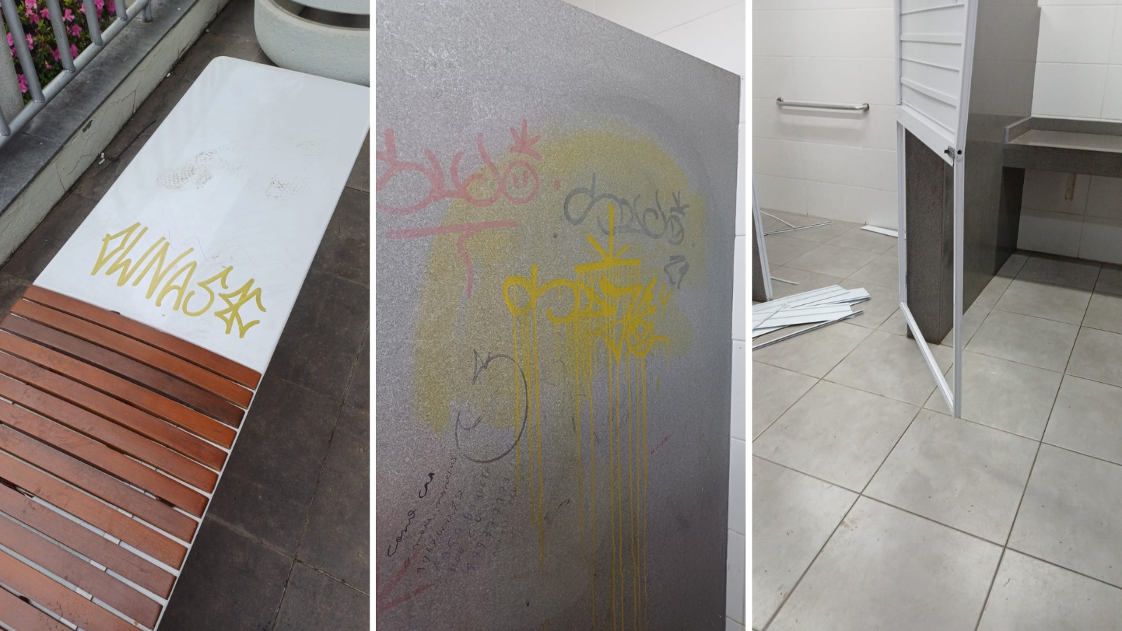 Mobiliário recém instalado na Praça Dante Marcucci foi alvo de vandalismo