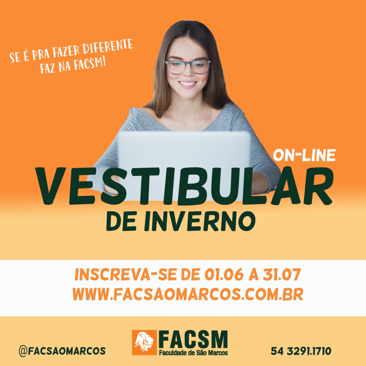 Vestibular de Inverno da Facsm será on-line