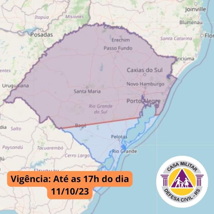 Alerta da Defesa Civil do Rio Grande do Sul: chuvas fortes e riscos meteorológicos