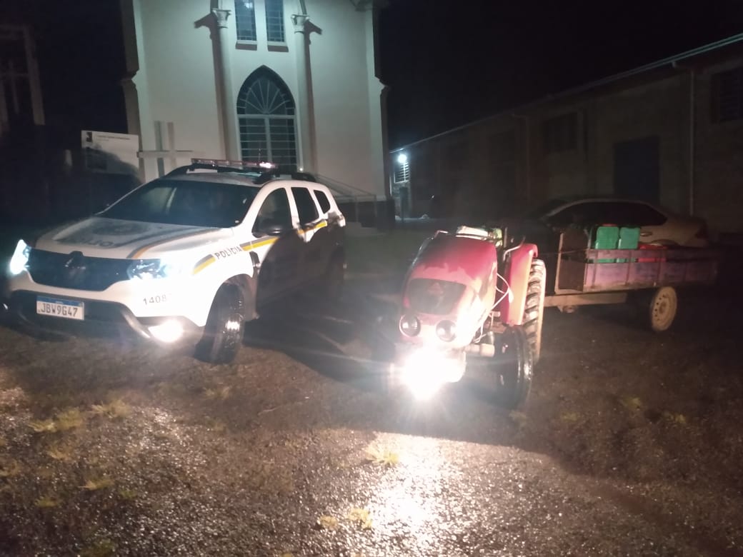 BM prendeu ladrão de trator esta noite na Linha Rosita