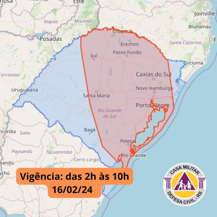 Defesa Civil emite alerta de temporal para a madrugada desta sexta-feira