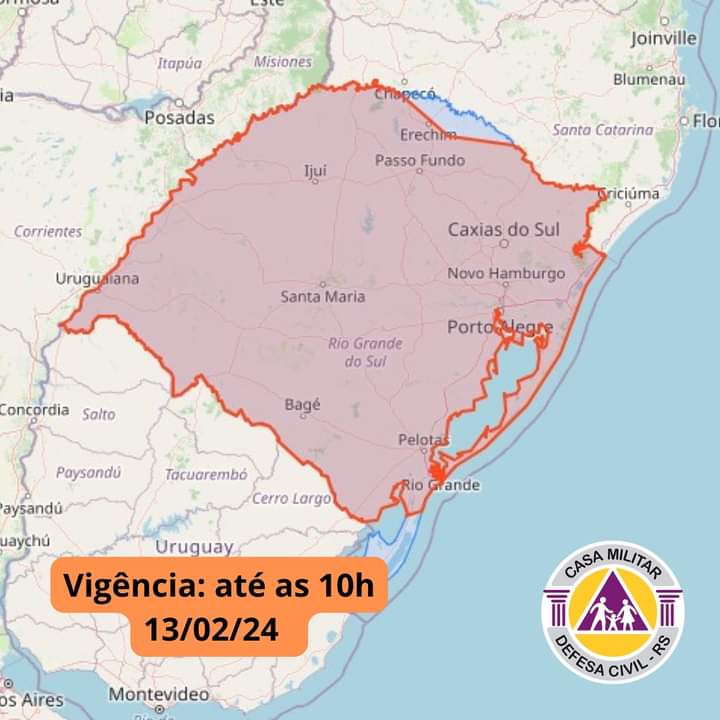 Alerta meteorológico: Rio Grande do Sul em estado de atenção para o risco de temporais