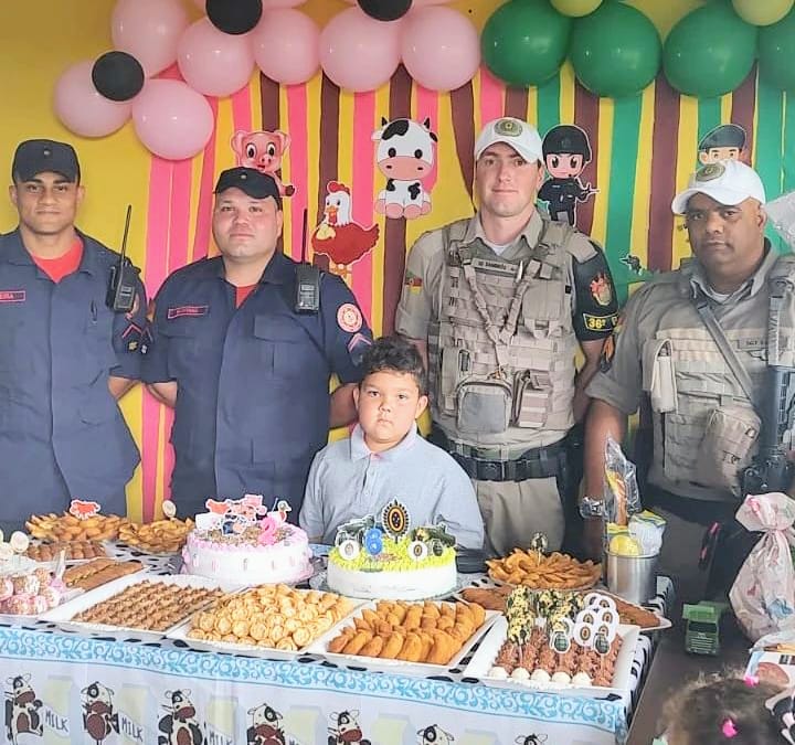 Bombeiros e Brigada Militar fazem surpresa em aniversário de criança de 6 anos em São Marcos